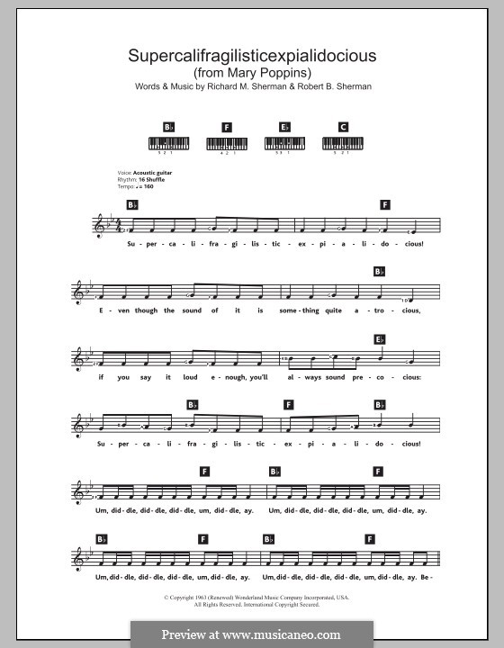 Supercalifragilisticexpialidocious (from Mary Poppins): Für Keyboard by Richard M. Sherman, Robert B. Sherman