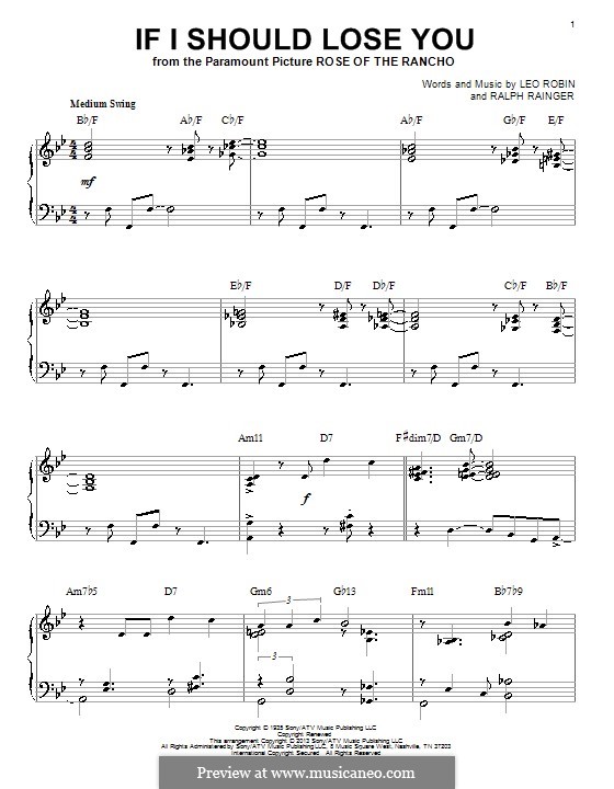 If I Should Lose You (Phineas Newborn): Für Klavier by Leo Robin, Ralph Rainger