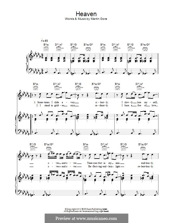 Heaven (Depeche Mode): Für Stimme und Klavier (oder Gitarre) by Martin Gore
