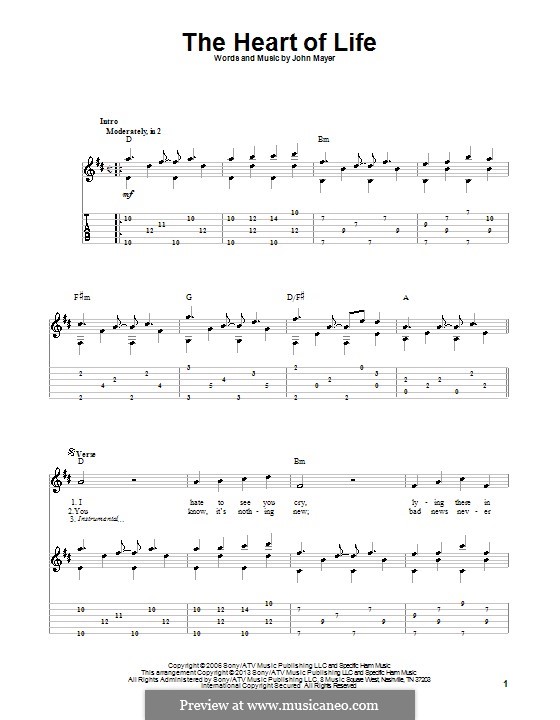 The Heart of Life: Für Gitarre mit Tab by John Mayer