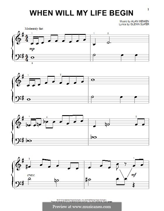 When Will My Life Begin? (from Disney's Tangled): Für Klavier by Alan Menken