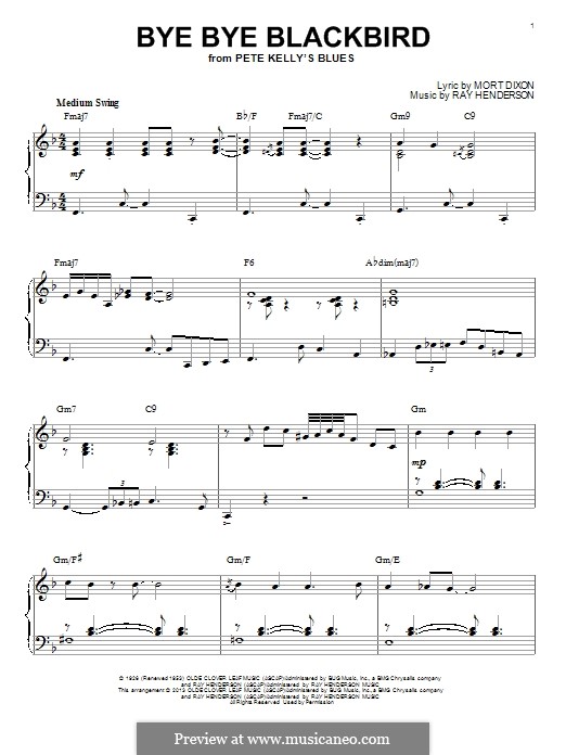 Bye Bye Blackbird: Für Klavier by Ray Henderson