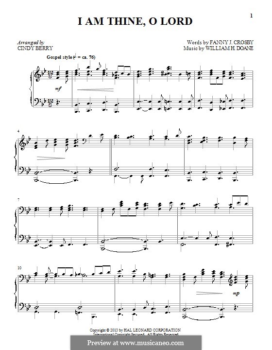 I am Thine, O Lord: Für Klavier by William Howard Doane