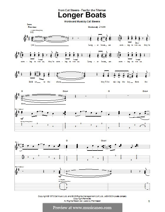 Longer Boats: Für Gitarre mit Tab by Cat Stevens