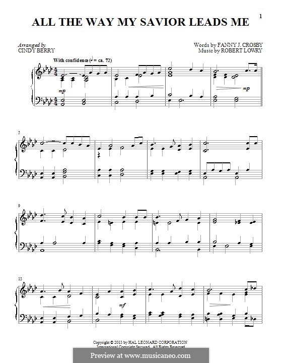 All the Way My Savior Leads Me: Für Klavier by Robert Lowry