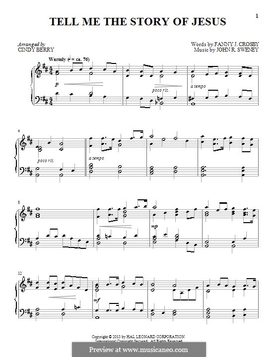 Tell Me the Story of Jesus: Für Klavier by John Robson Sweney