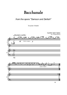 Samson und Dalila, Op.47: Bacchanal, für Klavier, vierhandig by Camille Saint-Saëns