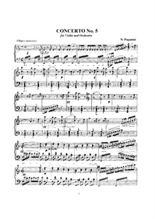 Konzert für Violine und Orchester Nr.5 in a-Moll, MS 78: Konzert für Violine und Orchester Nr.5 in a-Moll by Niccolò Paganini