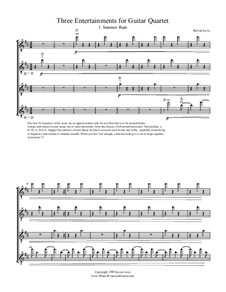 Three Entertainments: No.1 Summer Rain, for four guitars – score and parts by Kevin Love