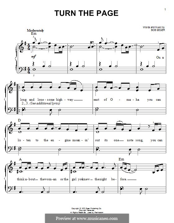 Turn the Page: Für Klavier by Bob Seger