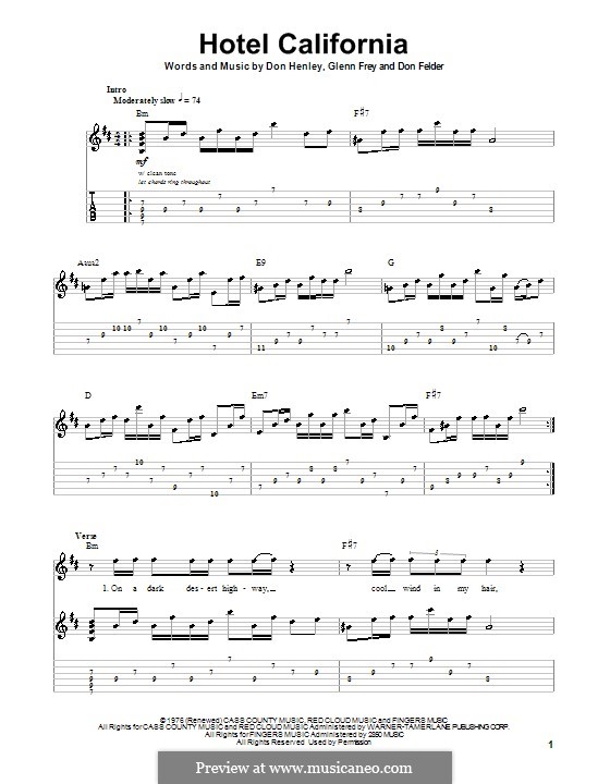 Hotel California (The Eagles) von D. Felder, D. Henley, G. Frey auf