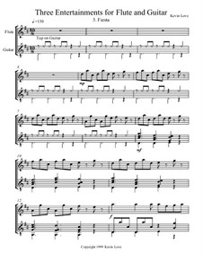 Three Entertainments: No.3 Fiesta, for flute and guitar – score and parts by Kevin Love