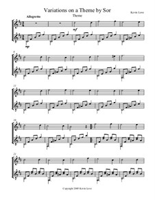Variations on a Theme by Sor: For flute and guitar – score and parts by Kevin Love