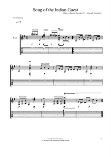 Sadko. Opera: Song of India, for guitar (with tablature) by Nikolai Rimsky-Korsakov