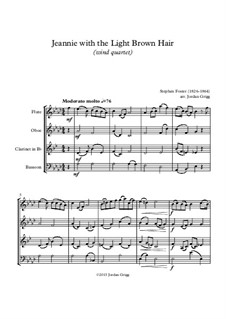 Jeanie with the Light Brown Hair: For wind quartet by Stephen Foster