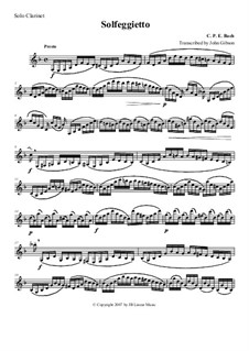 Solfeggietto, H 220 Wq 117:2: For clarinet (unaccompanied) by Carl Philipp Emanuel Bach