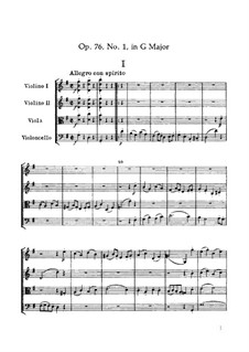 Streichquartett Nr.60 in G-Dur, Hob.III/75 Op.76 No.1: Partitur by Joseph Haydn