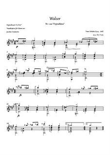 Sechsunddreissig ursprünglichen Tänze, D.365 Op.9: Nr.1 Walzer, für Gitarre by Franz Schubert