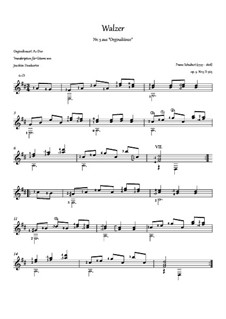 Sechsunddreissig ursprünglichen Tänze, D.365 Op.9: Nr.3 Walzer, für Gitarre by Franz Schubert