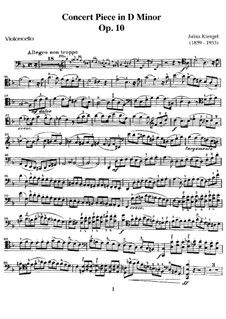 Konzertstück für Cello und Klavier, Op.10: Solostimme by Julius Klengel
