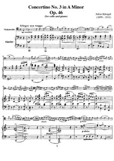 Concertino für Cello und Klavier Nr.3, Op.46: Partitur by Julius Klengel