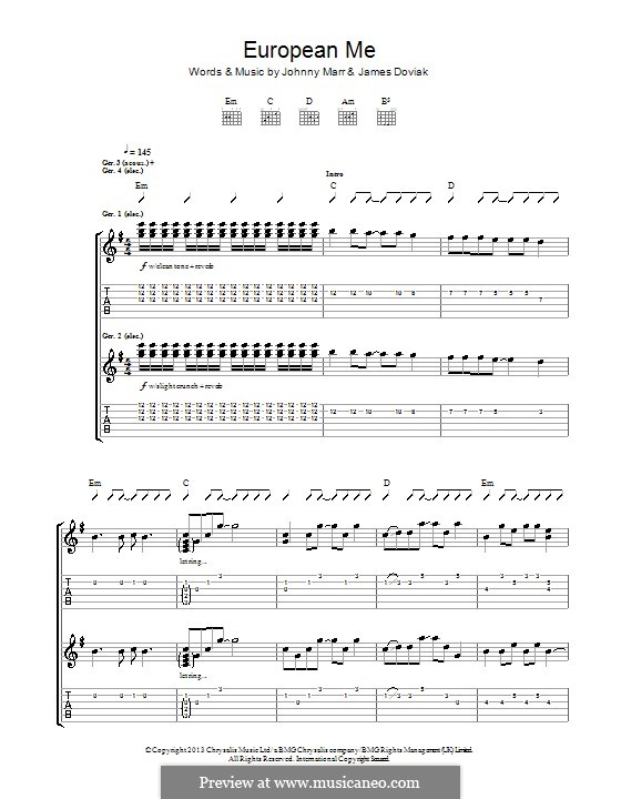 European Me: Für Gitarre mit Tab by Johnny Marr, James Doviak