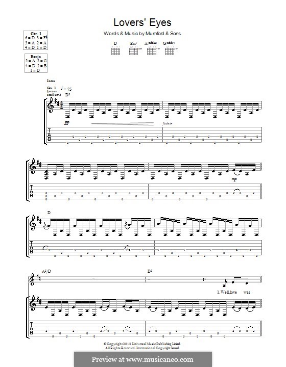 Lovers' Eyes (Mumford & Sons): Für Gitarre mit Tab by Marcus Mumford