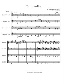 Three Ländler, Op.80, 92: Version for clarinet quartet by Mauro Giuliani