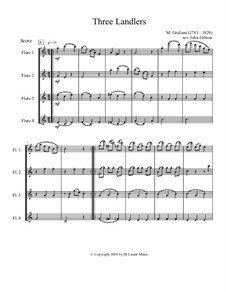 Three Ländler, Op.80, 92: Version for flute quartet by Mauro Giuliani