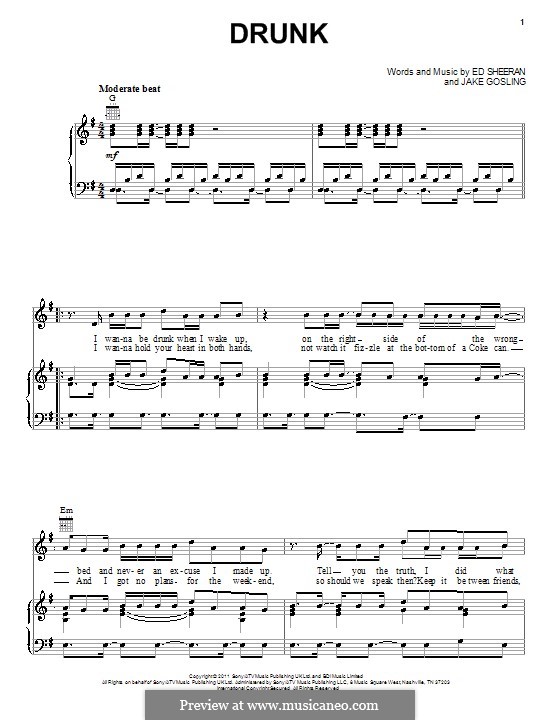 Drunk: Für Stimme und Klavier (oder Gitarre) by Ed Sheeran, Jake Gosling