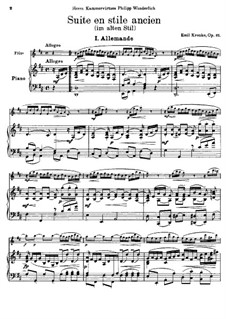 Suite im alten Stil für Flöte und Klavier, Op.81: Partitur by Emil Kronke