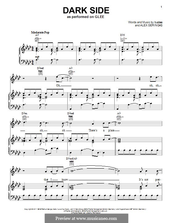 Dark Side (Kelly Clarkson): Für Stimme und Klavier (oder Gitarre) by Busbee, Alexander Geringas