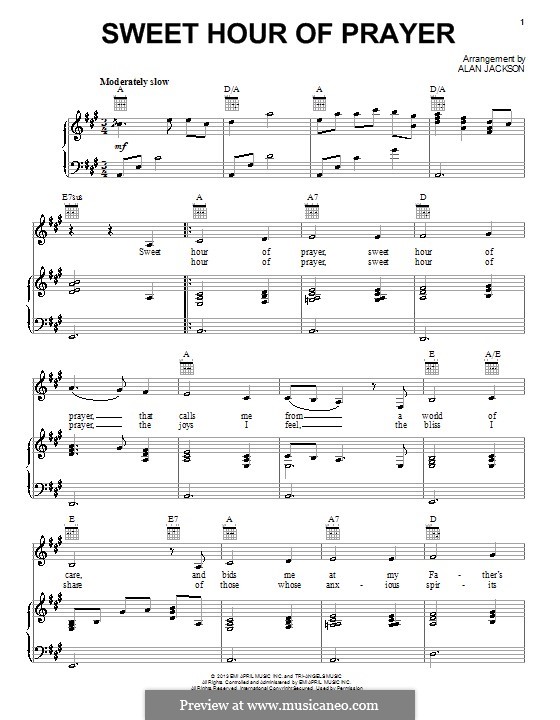 Sweet Hour of Prayer: Für Stimme und Klaiver (oder Gitarre) by William Batchelder Bradbury