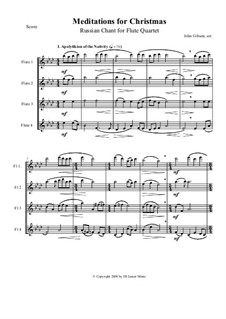 Meditations for Christmas. Russian Chant: Für Flötenquartett by Sergei Rachmaninoff, folklore