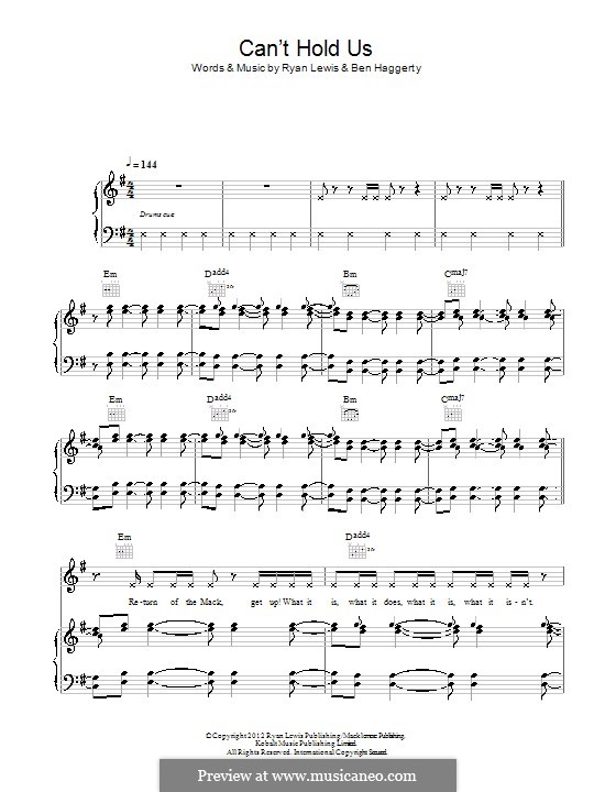 Can't Hold Us (Macklemore & Ryan Lewis): Für Stimme und Klavier (oder Gitarre) by Ben Haggerty, Ryan Lewis