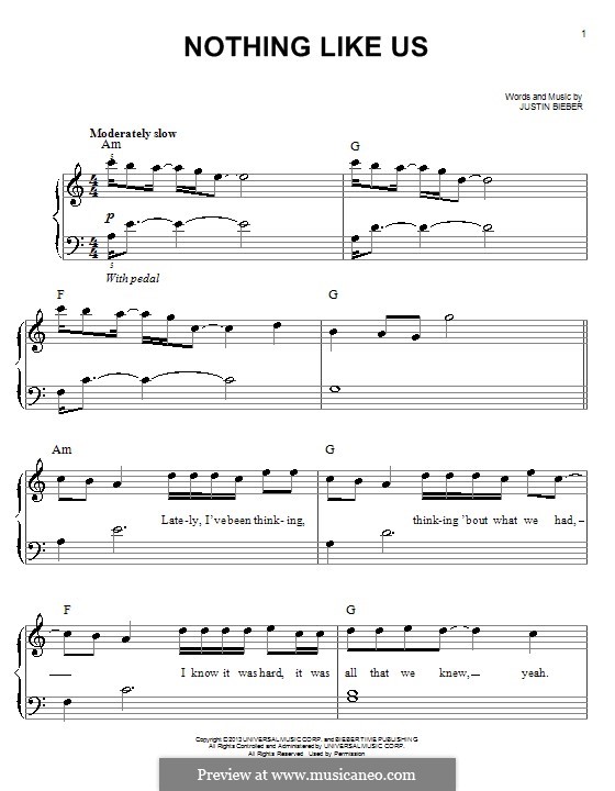 Nothing Like Us: Für Klavier by Justin Bieber