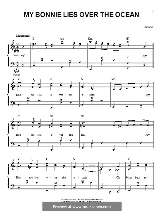 My Bonnie is over the Ocean: Für Akkordeon by folklore