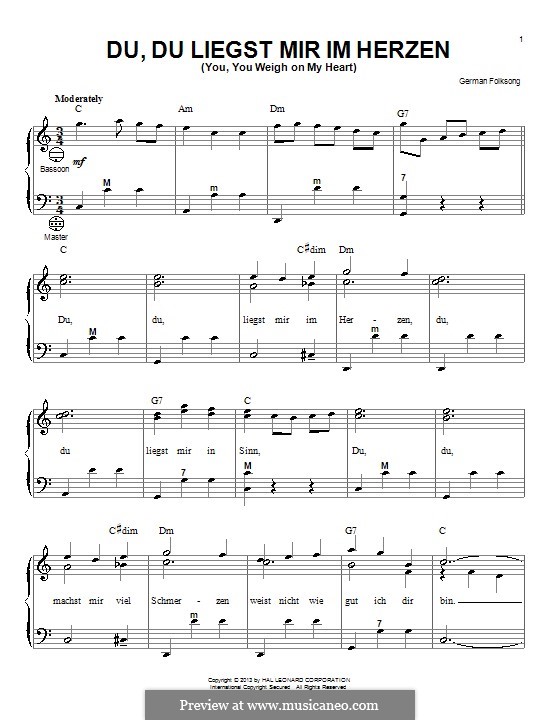 Du, du liegst mir im Herzen von folklore Noten auf MusicaNeo Du, du liegst mir im Herzen von folklore Noten auf MusicaNeo