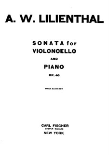 Sonate für Cello und Klavier in fis-Moll, Op.40: Partitur by Abraham Wolf Lilienthal
