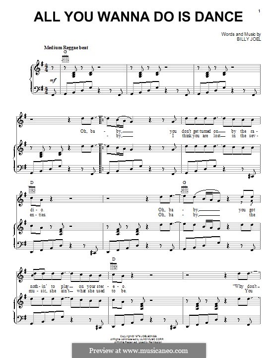 All You Wanna Do Is Dance: Für Stimme und Klavier (oder Gitarre) by Billy Joel