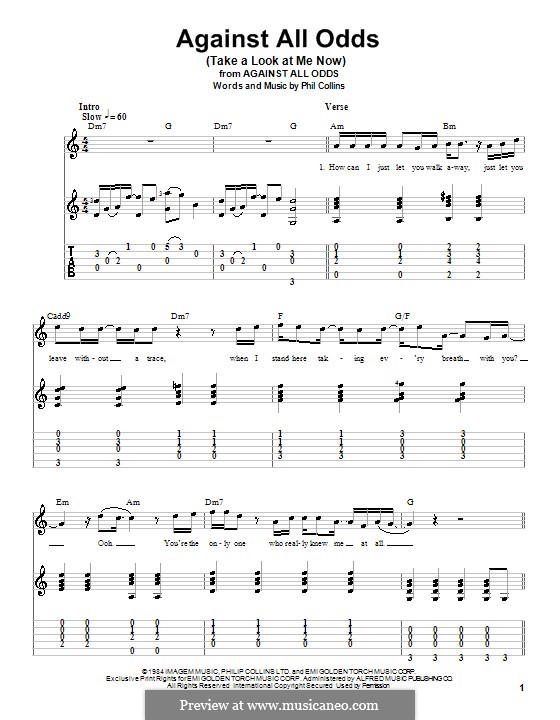 Against All Odds (Take a Look at Me Now): Für Gitarre mit Tabulatur by Phil Collins