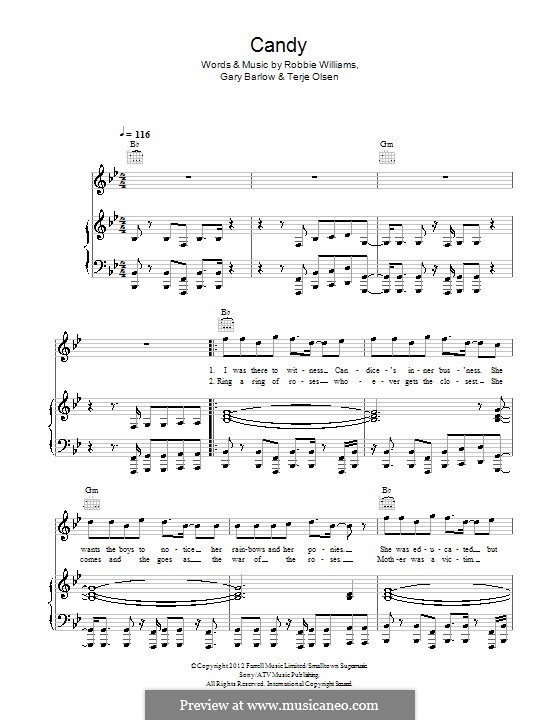 Candy: Für Stimme und Klavier (oder Gitarre) by Gary Barlow, Robbie Williams, Terje Olsen