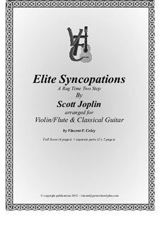 Elite Syncopations: For violin (or flute) and classical guitar by Scott Joplin