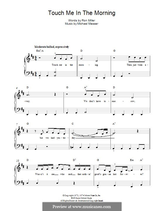 Touch Me in the Morning (Diana Ross): Für Klavier by Michael Masser