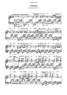 Sechs polnische Lieder. Transkriptionen über Themen von Chopin, S.480: Nr.2 Frühling by Franz Liszt