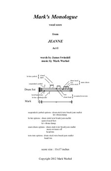 Jeanne: Mark's Monologue – vocal score by Mark Warhol