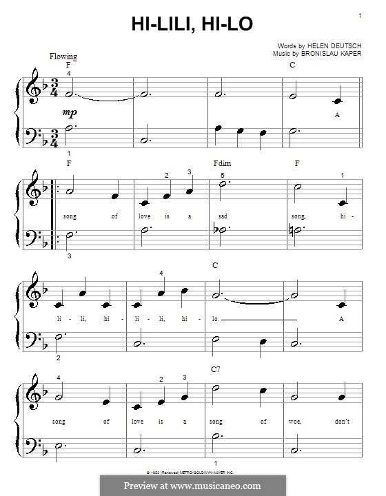 Hi-lili, Hi-lo: Für Klavier by Bronislau Kaper