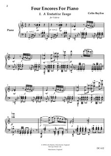 Four Encores for solo piano, B99a: Four Encores for solo piano by Colin Bayliss