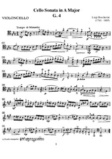 Sonate für Cello und Basso Continuo in A-Dur , G.4b: Solostimme by Luigi Boccherini