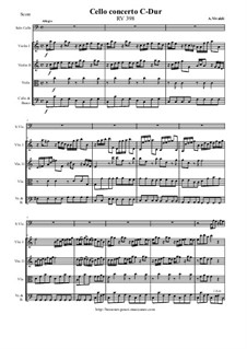 Konzert für Cello und Streicher in C-Dur, RV 398: Partitur und Stimmen by Antonio Vivaldi